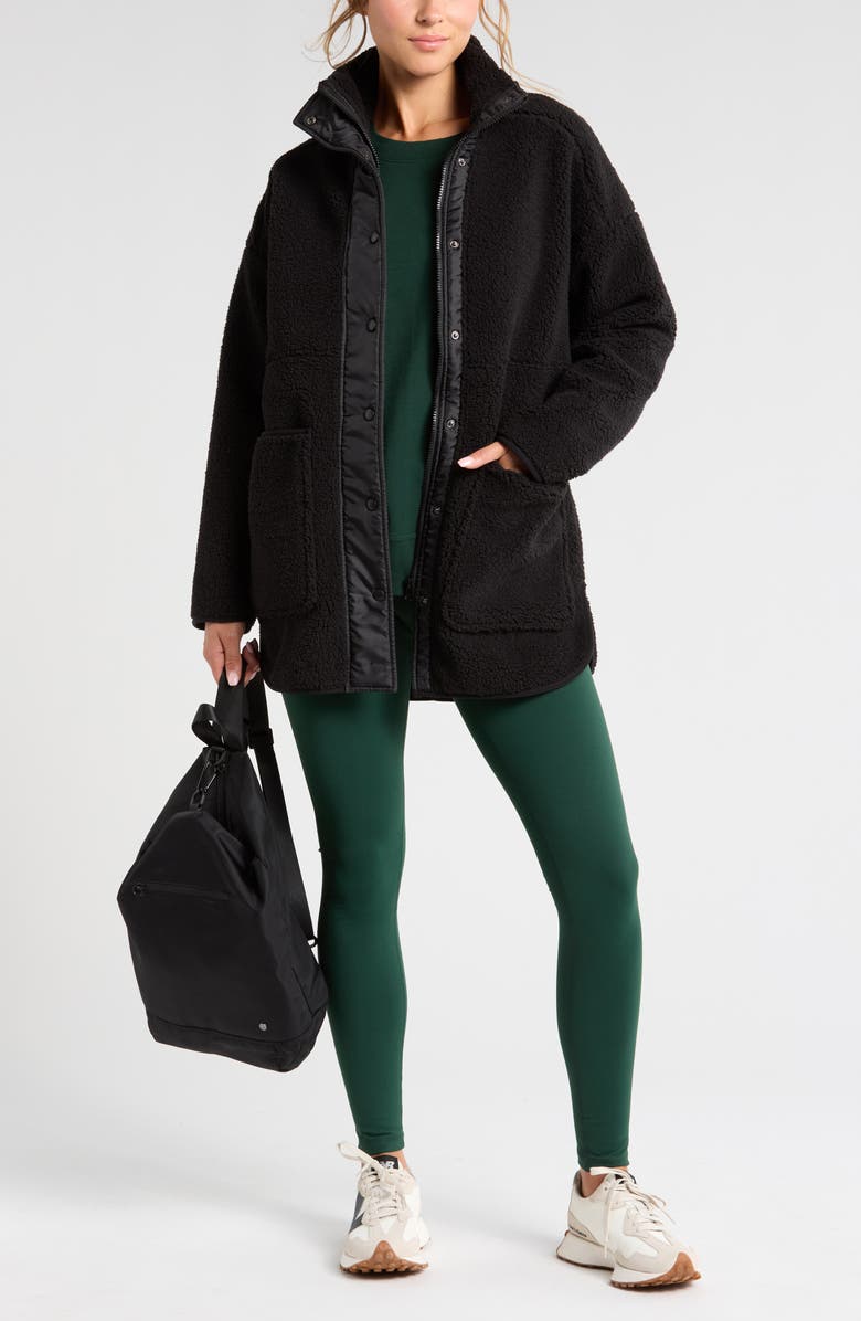 Zella Cozy Faux Shearling Jacket, Alternate, color, 