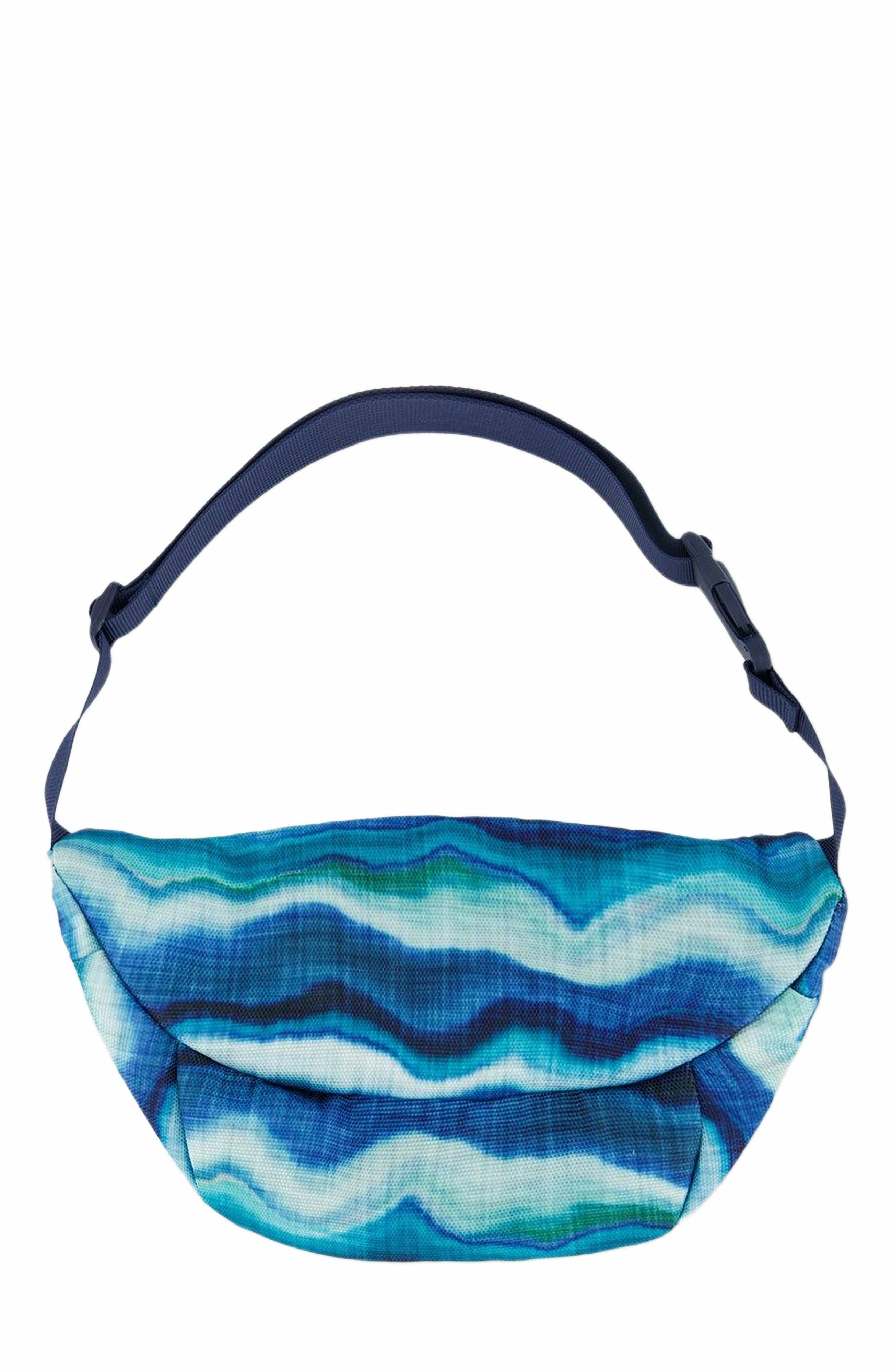 Deux par Deux Boy's Printed Fanny Pack Blue Wave And Black, Alternate, color, 