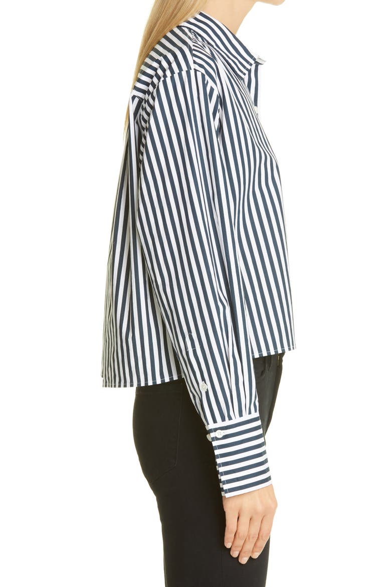 The Cutoff Stripe Oversize Shirt, Alternate, color, NAVY MULTI