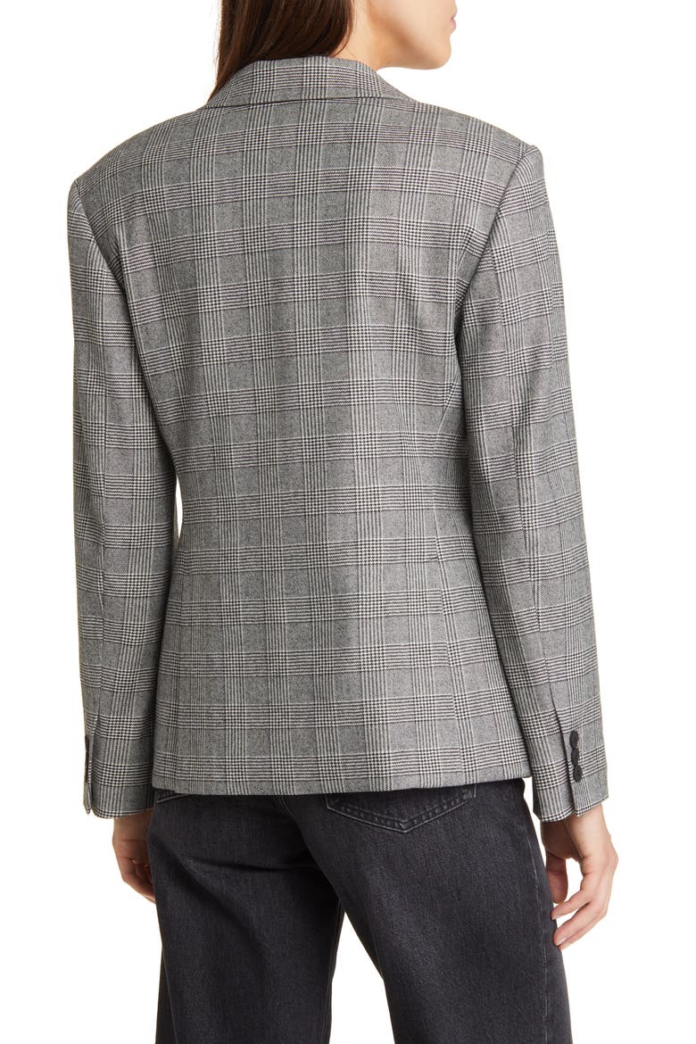 Bea Check Double Breasted Wool Blend Blazer, Alternate, color, GREY