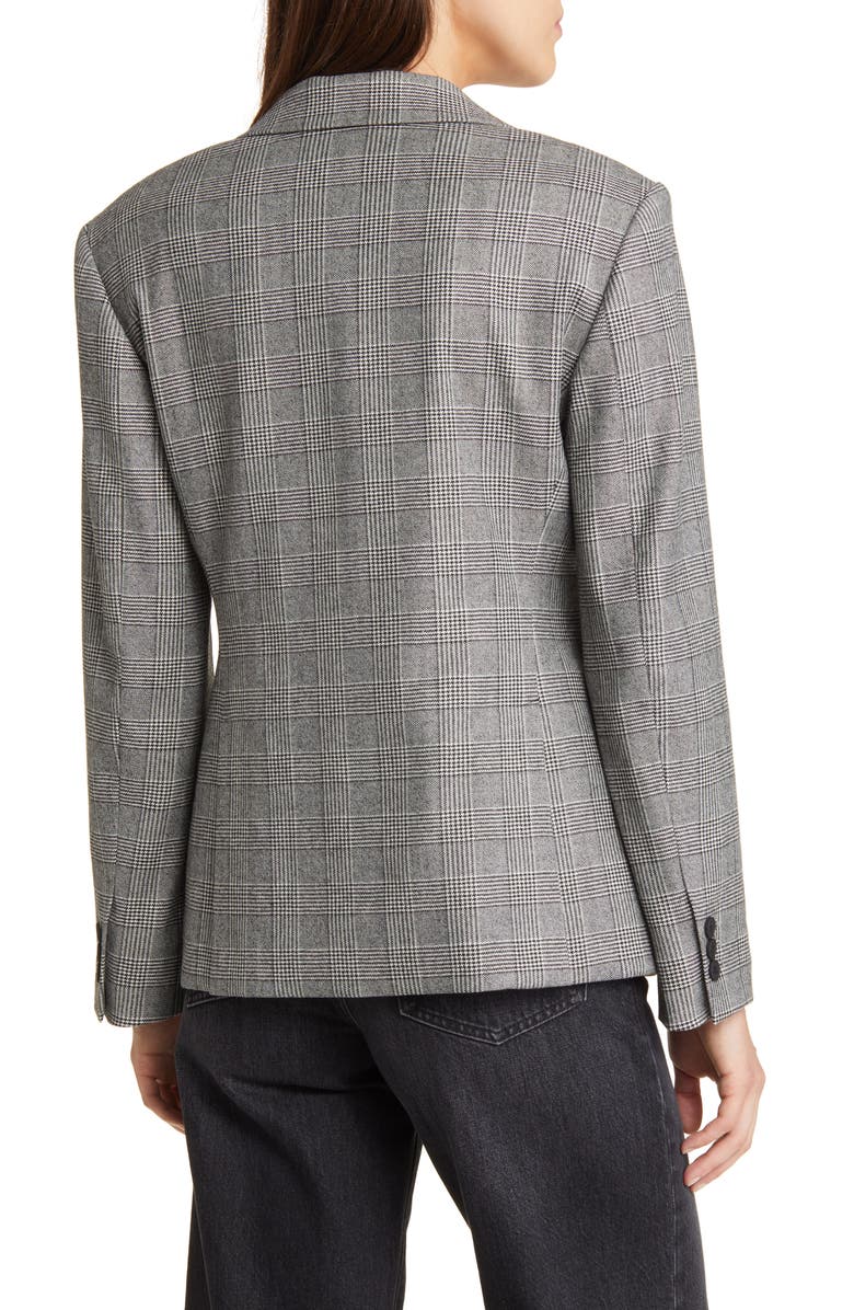AllSaints Bea Check Double Breasted Wool Blend Blazer, Alternate, color, 
