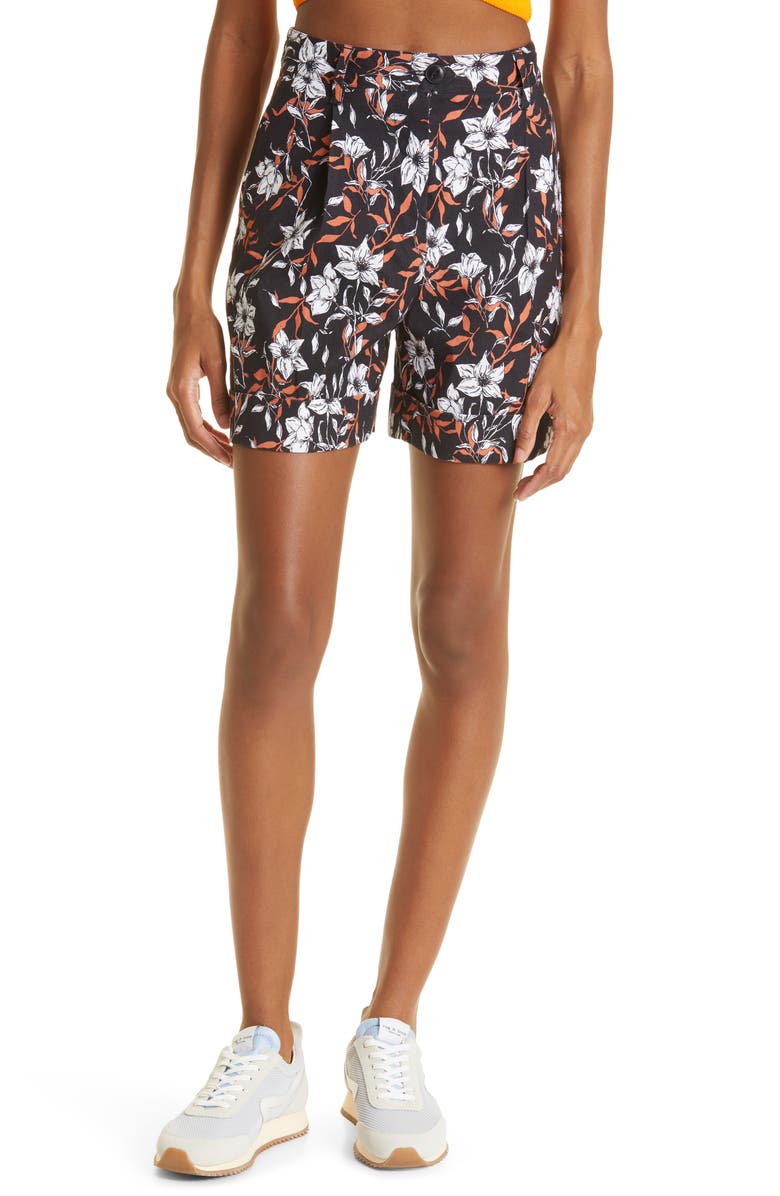 rag & bone Ivy Print Linen Blend Shorts, Main, color, 