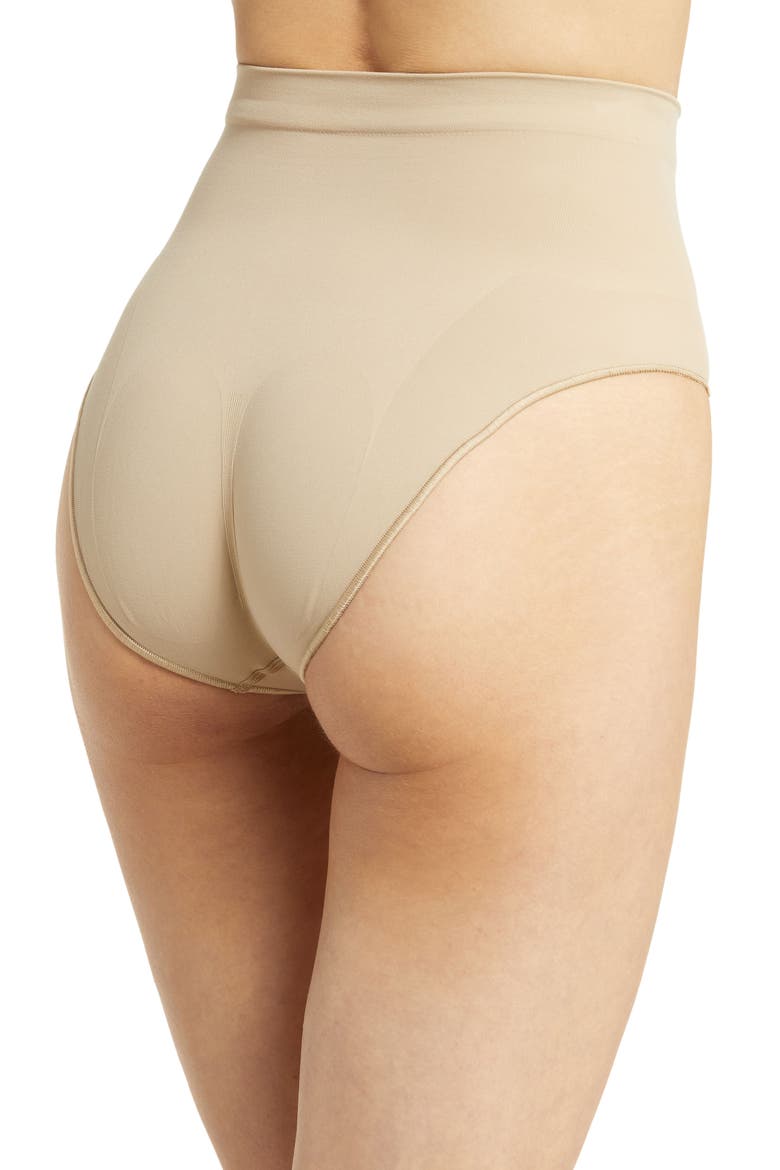 Seamless Sculpt Mid Waist Briefs, Alternate, color, CLAY