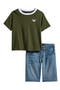 Logo Ringer T-Shirt & Denim Cargo Shorts