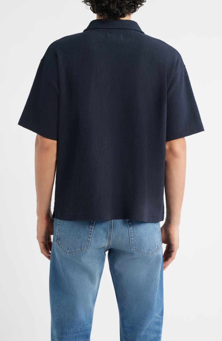 FRAME Textured Cotton Blend Polo, Alternate, color, Dark Navy