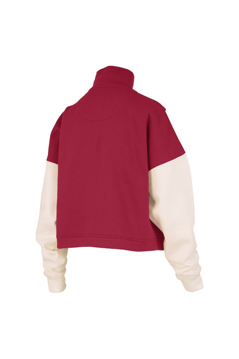 Women's Pressbox  Crimson Alabama Crimson Tide Ferrara Color Block Quarter-Zip Sweatshirt, Alternate, color, Crimson