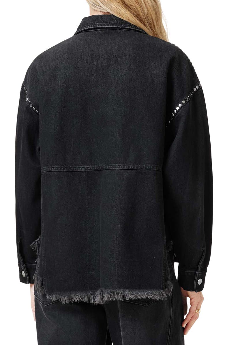 AllSaints Hettie Studded Raw Hem Denim Shacket, Alternate, color,