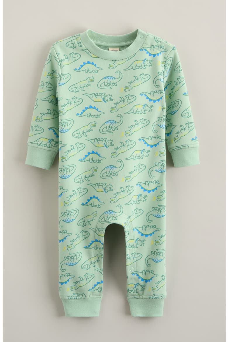 Puppy Pals Fleece Sweatshirt Romper, Main, color, GREEN CAMEO DINO DOODLES