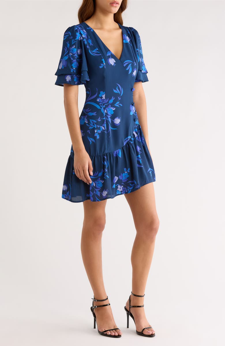 SUGARLIPS Niva Floral Rivane Minidress, Alternate, color, Navy-Blues