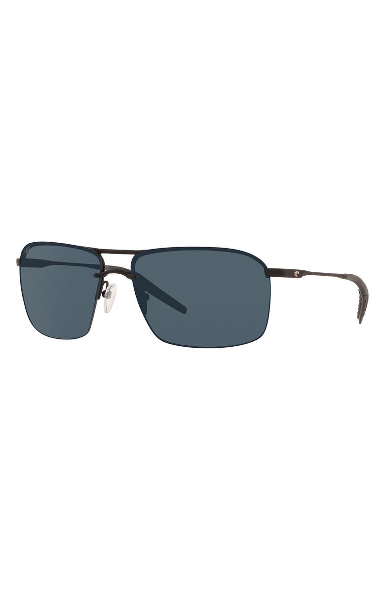 Costa Del Mar 62mm Oversize Rimless Rectangular Sunglasses, Alternate, color, Matte Black/ Gray