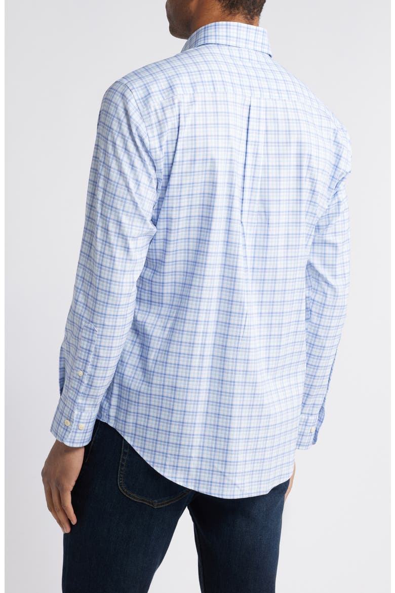 Garrow Crown Lite Plaid Performance Button-Up Shirt, Alternate, color, BLUE FREESIA