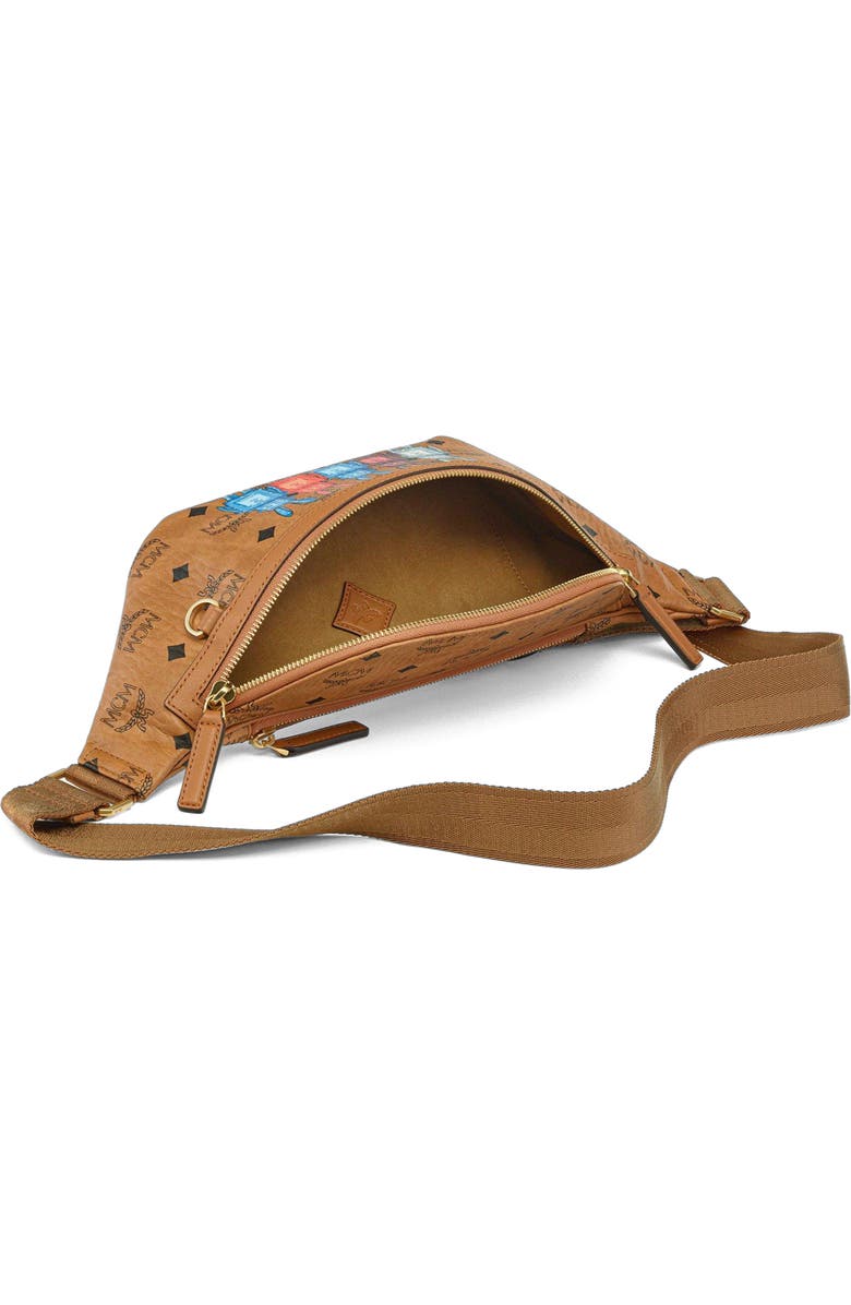 MCM Medium Fursten Belt Bag in Rabot Visetos, Alternate, color, Cognac