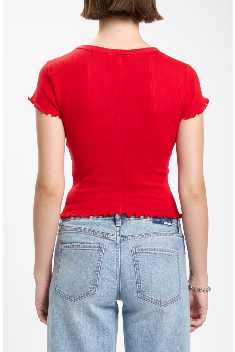 Lily Cotton Pointelle T-Shirt, Alternate, color, CHERRY BOMB