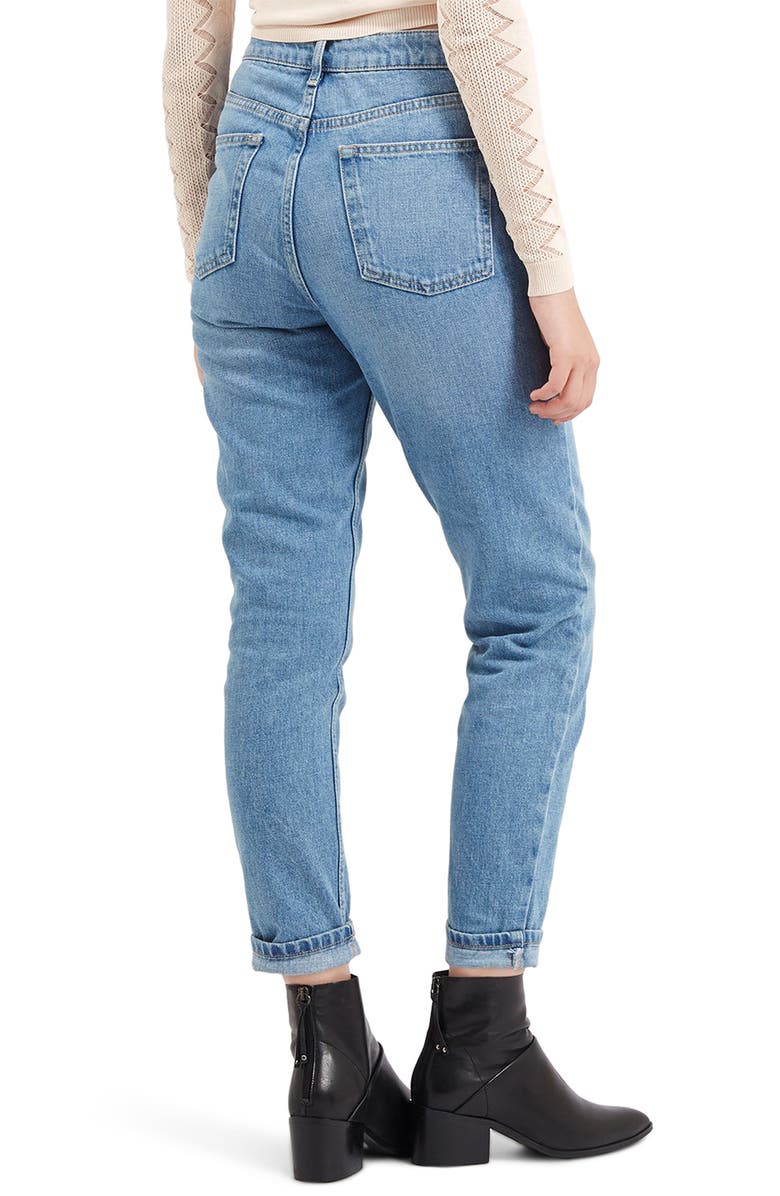 Topshop High Waist Light Denim Mom Jeans, Alternate, color, 