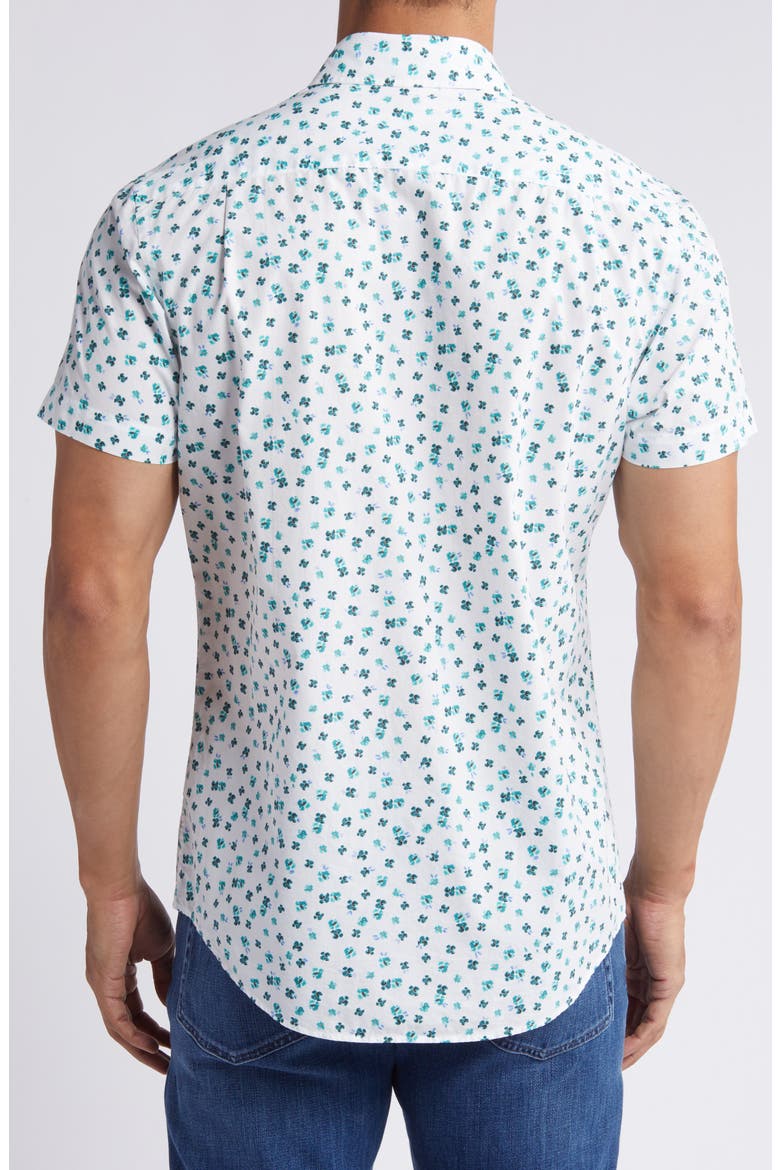Woodhill Forest Short Sleeve Button-Up Shirt, Alternate, color, WHITE/ COBALT