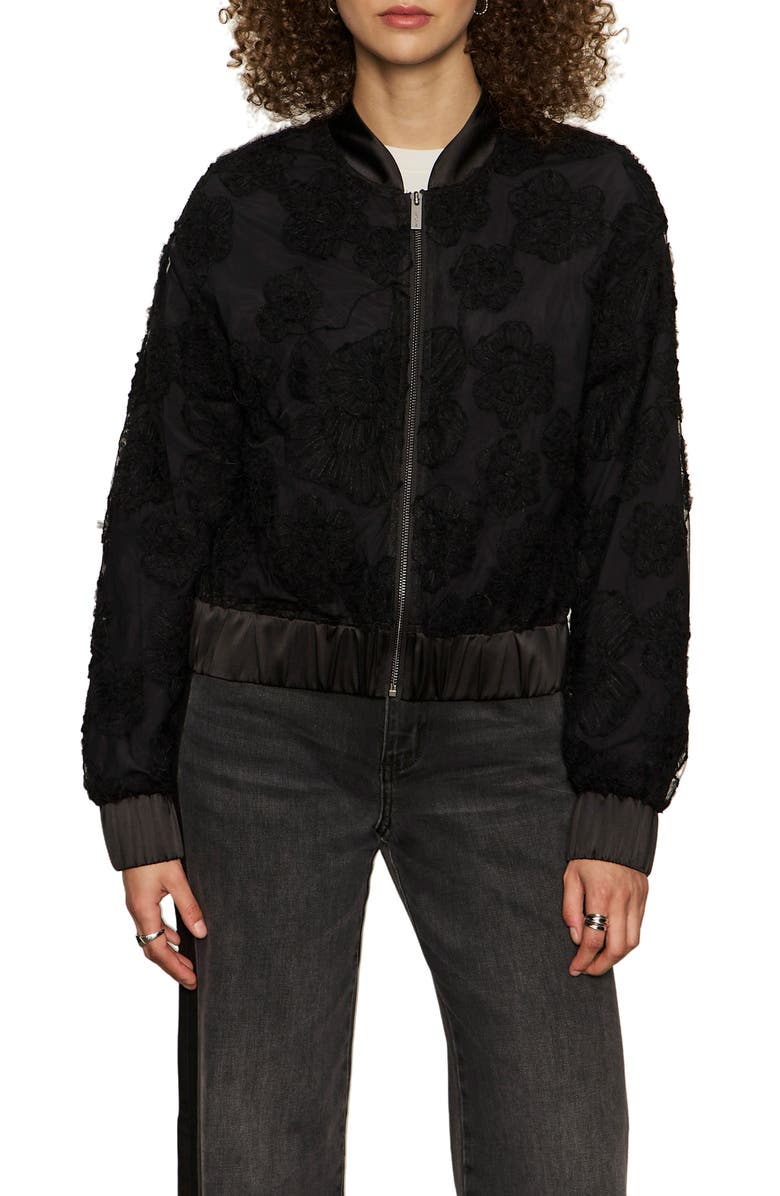 Sanctuary Rosy Party Bomber Jacket, Alternate, color, Black