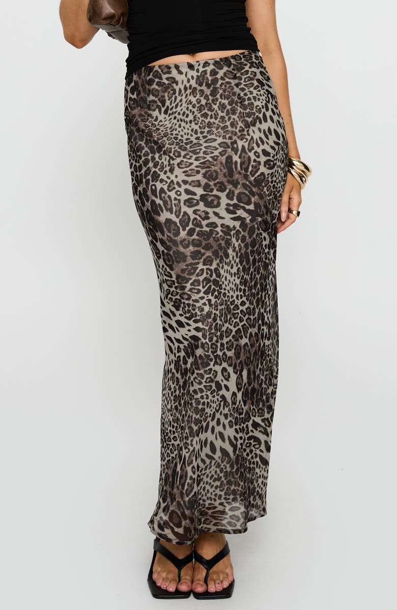 Princess Polly Manda Leopard Print Maxi Skirt, Main, color, Leopard
