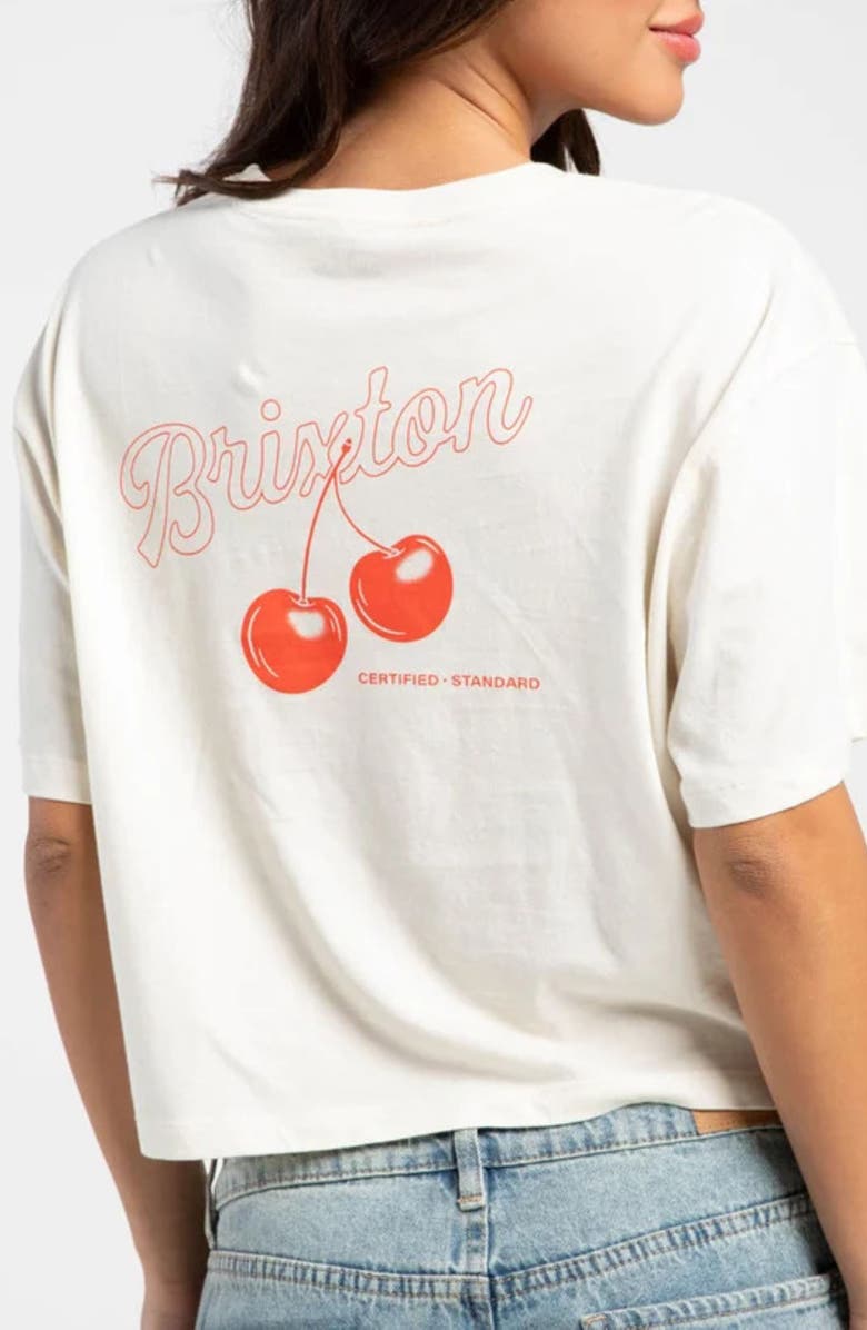 Brixton Cherry Crop Cotton Graphic T-Shirt, Alternate, color, Off White