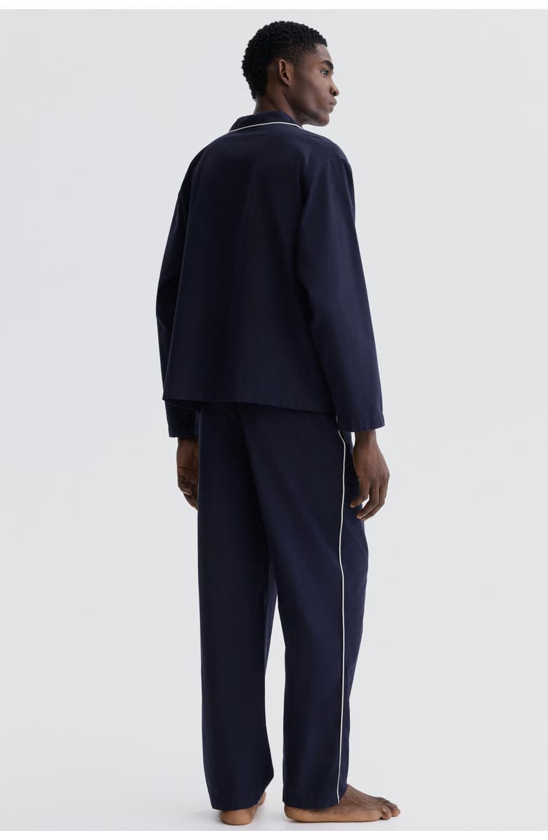 H&M Cotton Pyjama Shirt And Bottoms, Alternate, color, Navy Blue