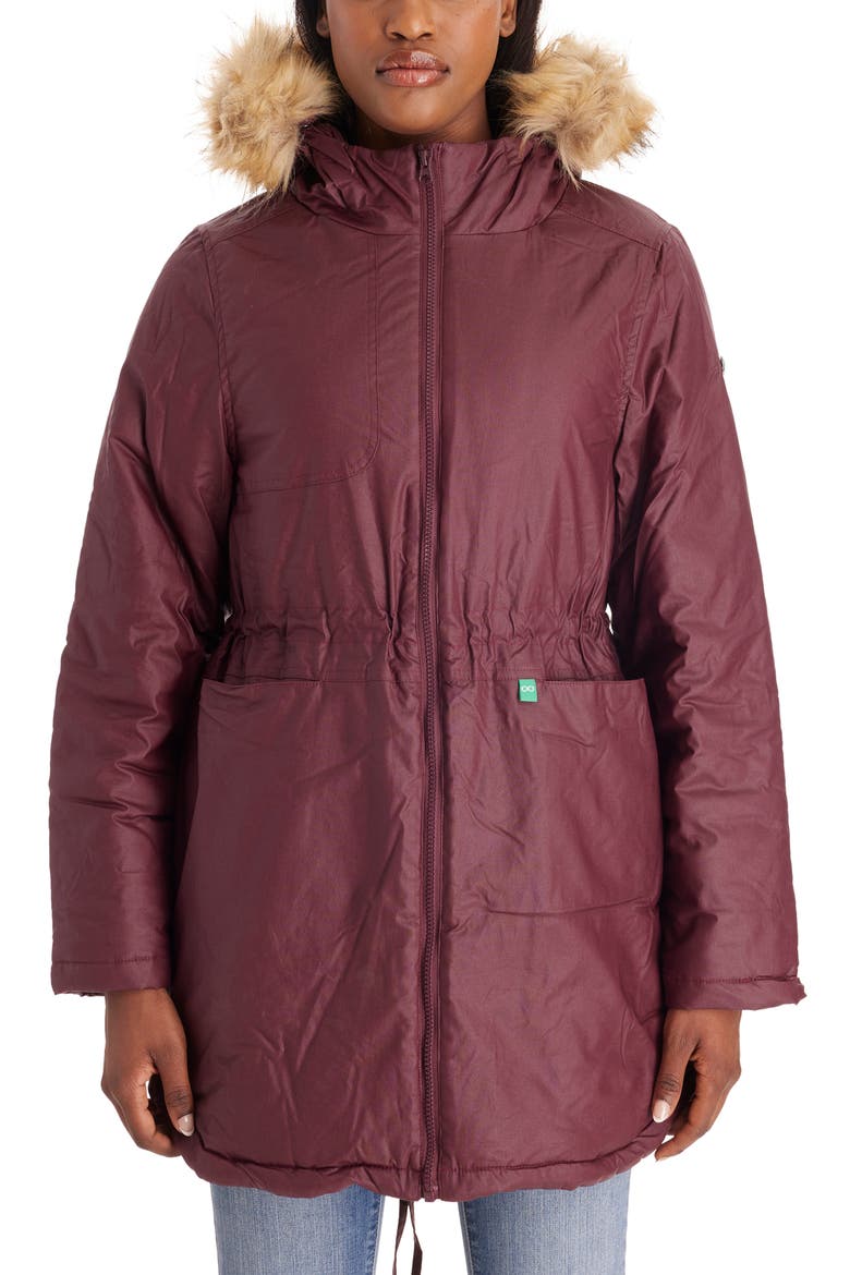Sofia - Waxed Shell 3 in 1 Maternity Parka, Main, color, BURGUNDY
