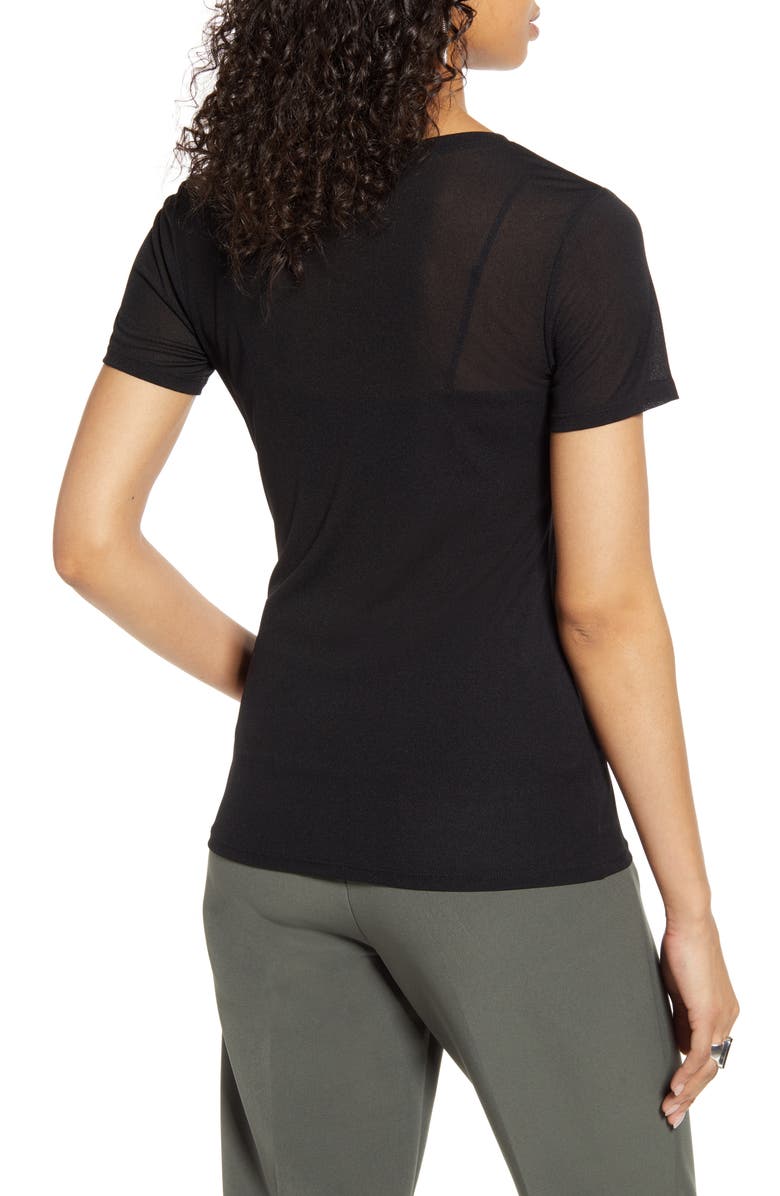 Halogen<sup>®</sup> Mesh Short Sleeve Crewneck Top, Alternate, color, 