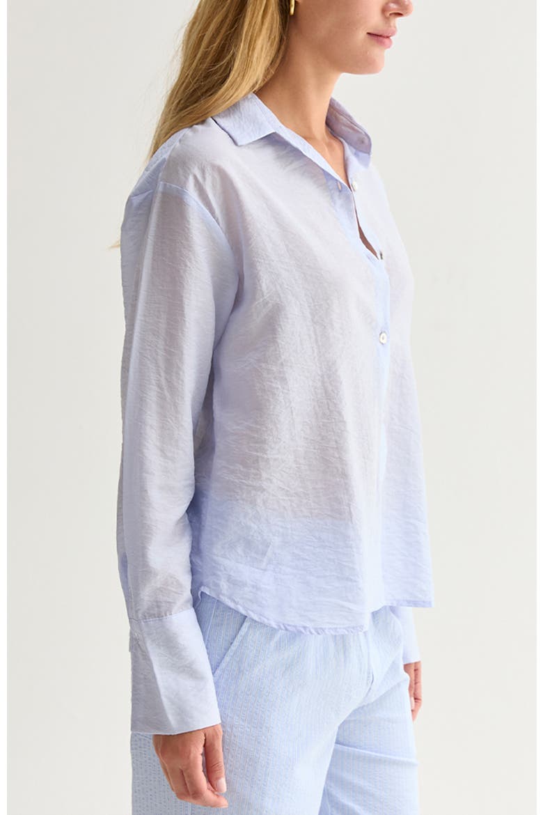 Crinkled Tencel Button Up Shirt, Alternate, color, Blue