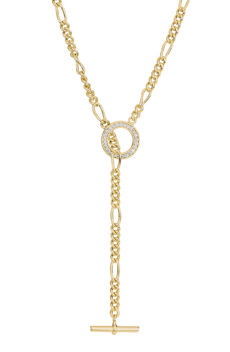 ATHRA LUXE Pavé Toggle Figaro Chain Necklace, Main, color, Gold