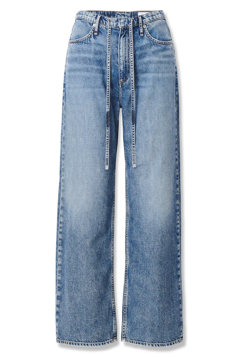 Featherweight Phoebe Drawstring Wide Leg Jeans, Alternate, color, EVERGLADE