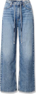 rag & bone Featherweight Phoebe Drawstring Wide Leg Jeans