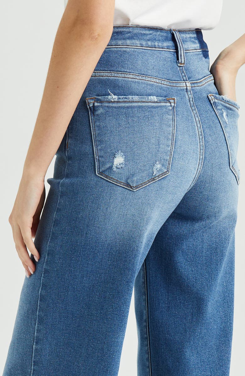 Bayeas Deanie High Waist Raw Hem Wide Leg Jeans, Alternate, color, 