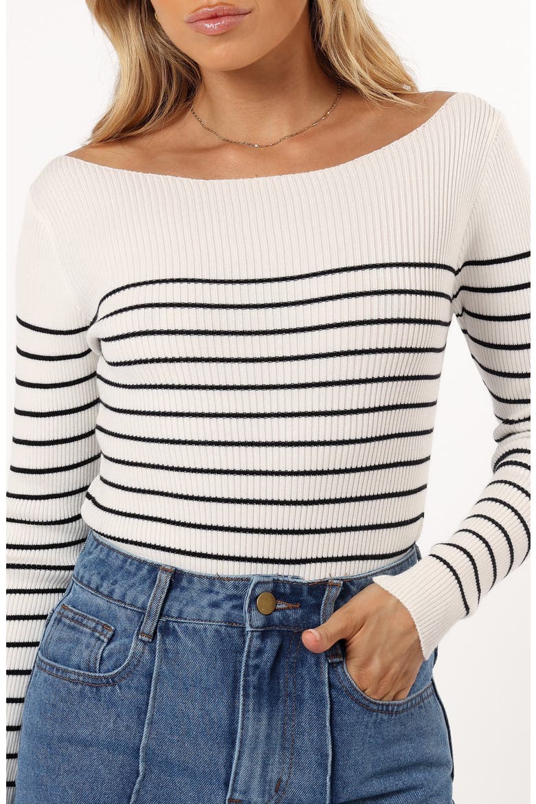 Kiersten Stripe Ribbed Sweater, Main, color, WHITE BLACK