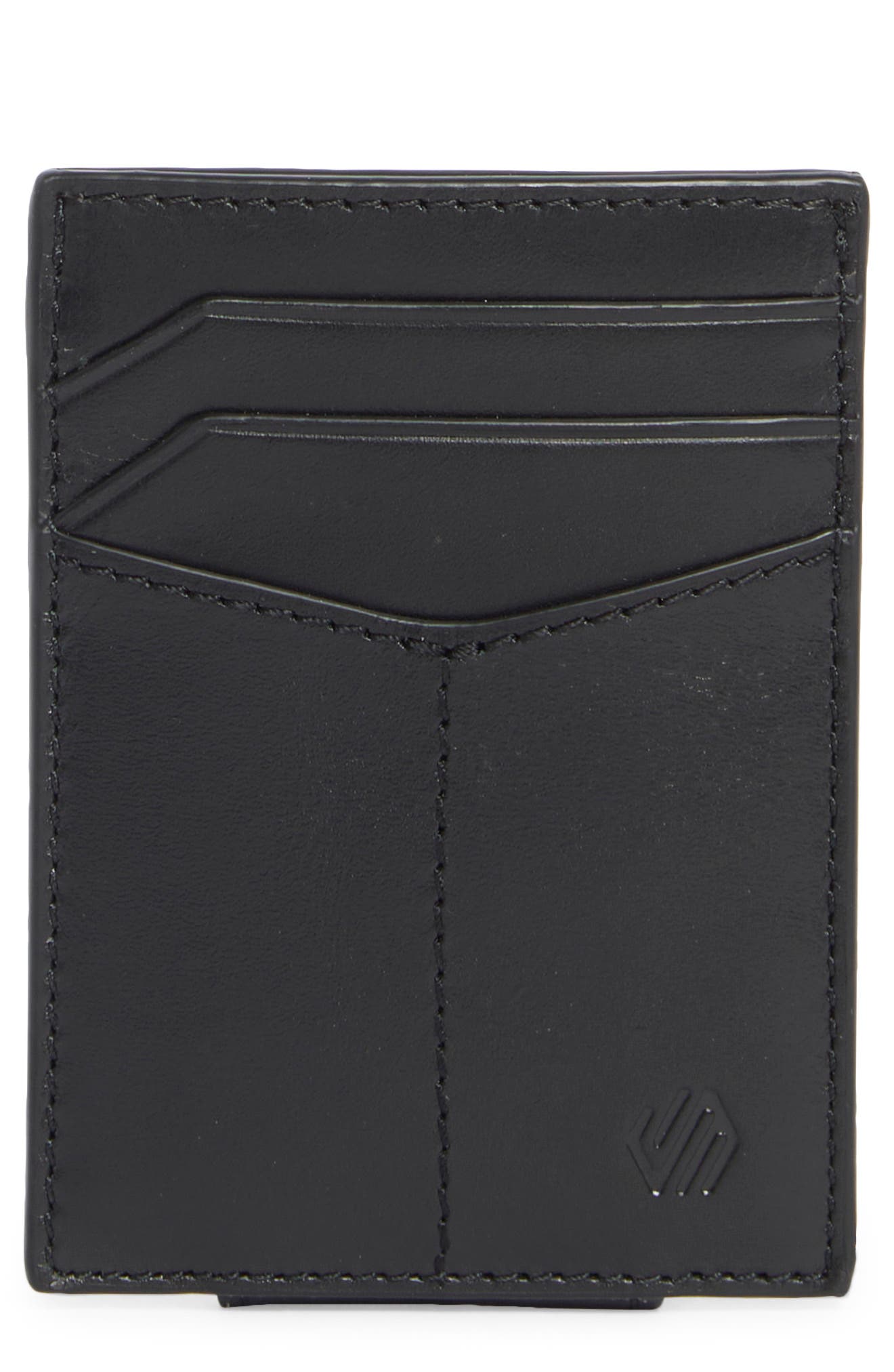 Johnston & Murphy Hunter Glazed Leather Money Clip Wallet In Black