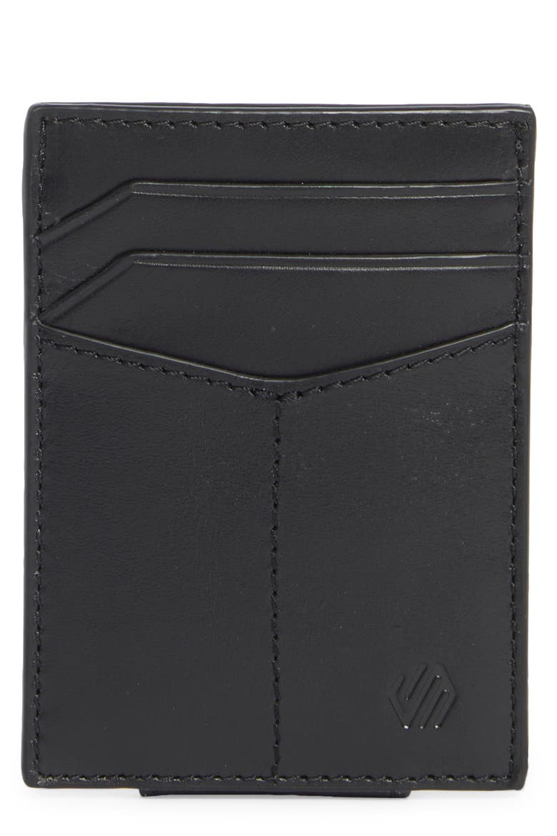 Hunter Glazed Leather Money Clip Wallet, Main, color, BLACK