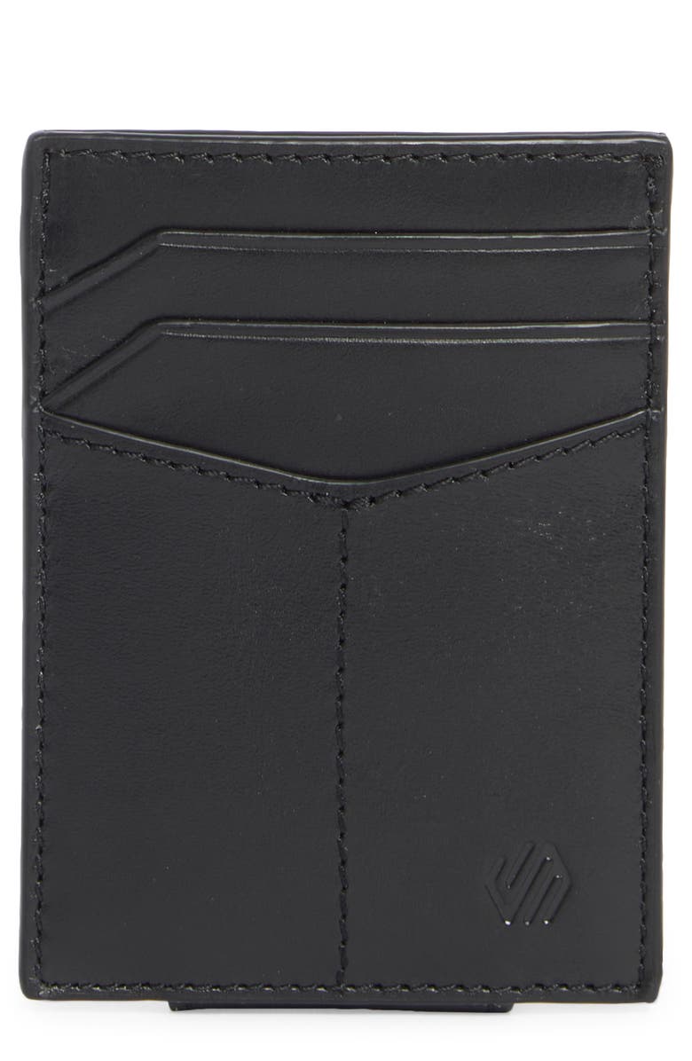 Johnston & Murphy Hunter Glazed Leather Money Clip Wallet, Main, color, Black