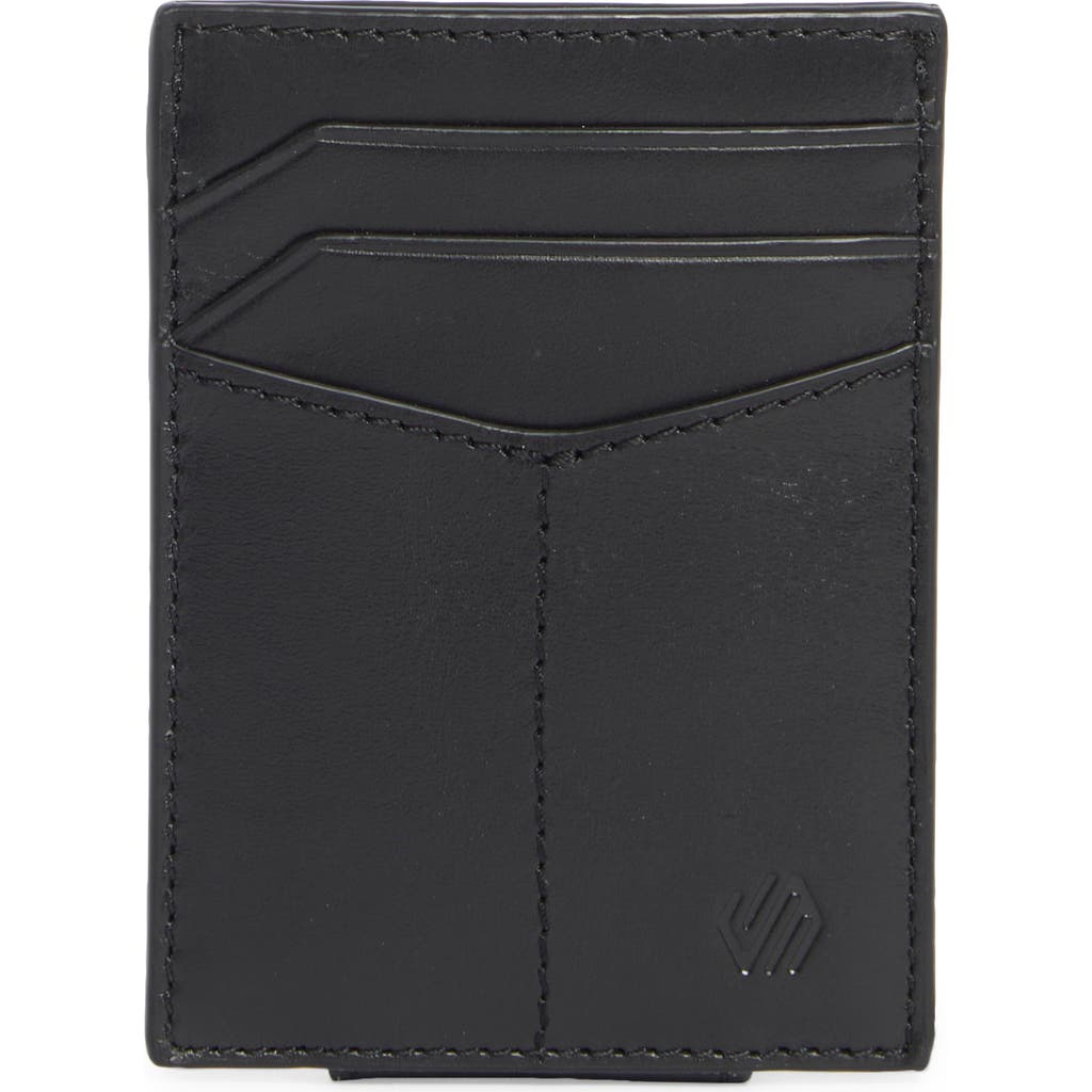 Johnston & Murphy Hunter Glazed Leather Money Clip Wallet In Black