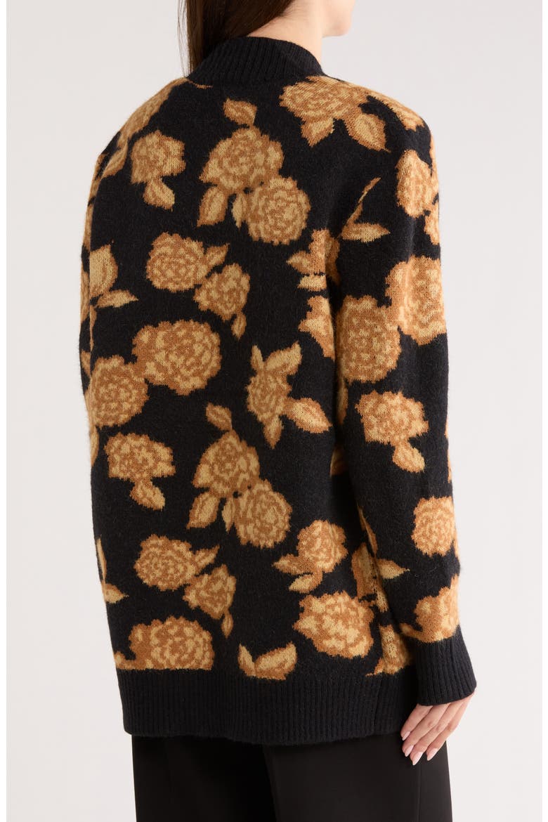 Floral Cardigan, Alternate, color, BLACK