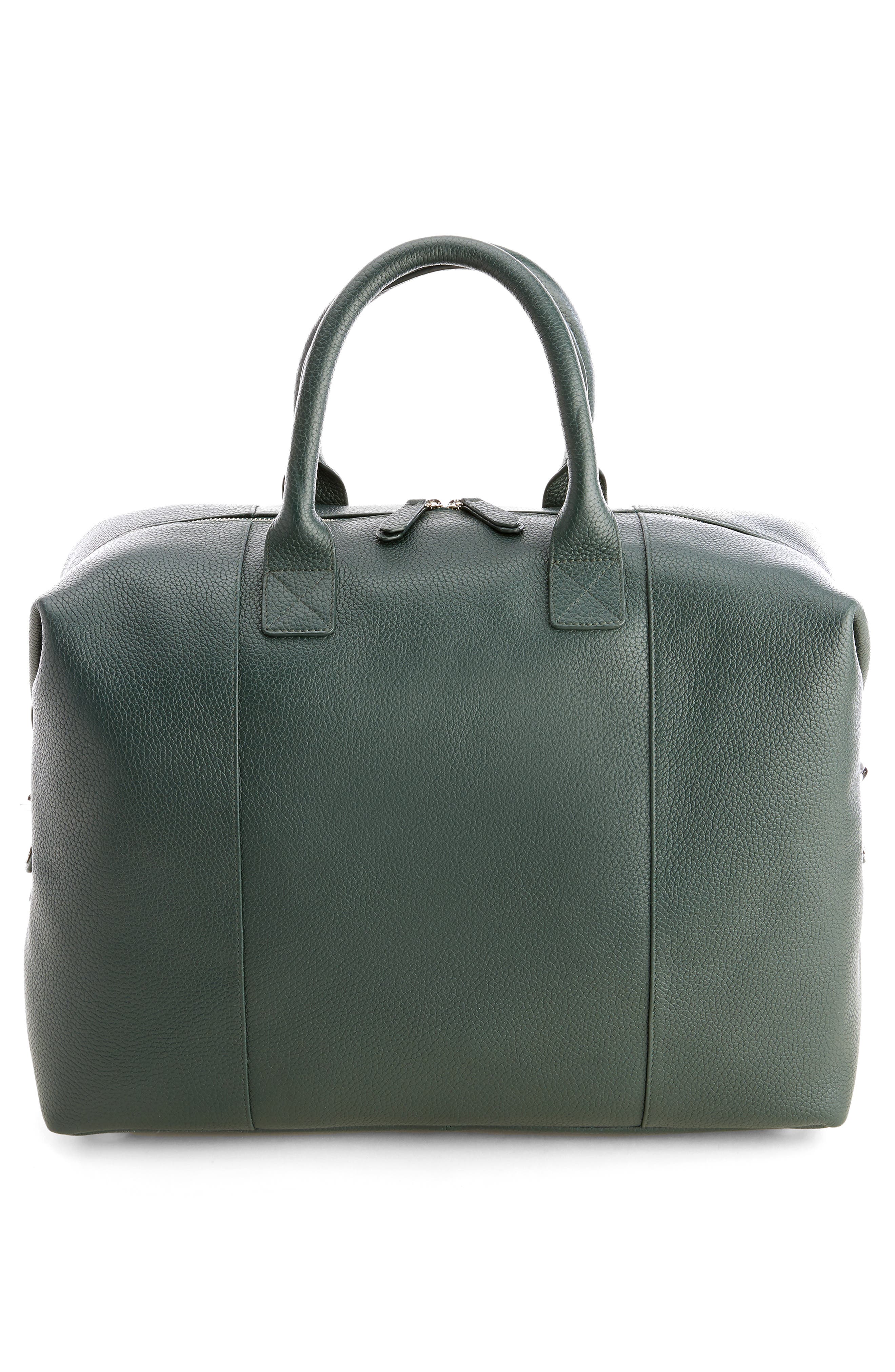 ROYCE New York Weekend Leather Duffle Bag, Alternate, color, Dark Green