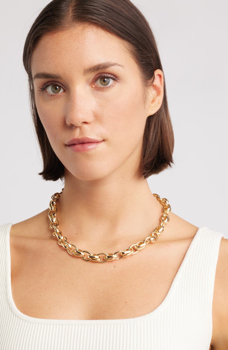 Nordstrom Interlocking Chunky Chain Necklace, Alternate, color, Gold