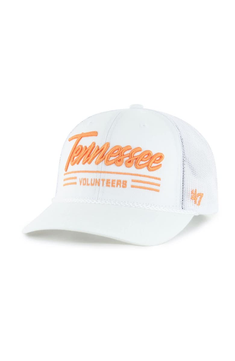 '47 Men's '47 White Tennessee Volunteers Garner Rope Trucker Adjustable Hat, Main, color, 