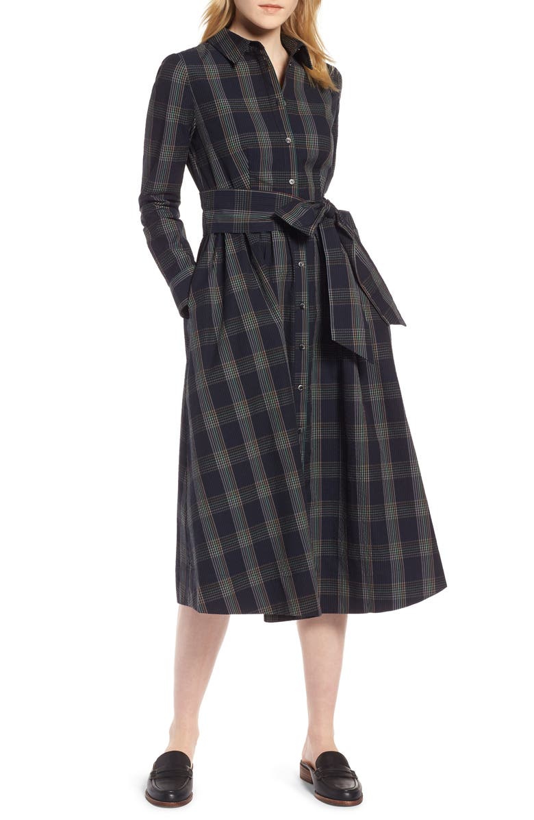1901 Plaid Midi Shirtdress, Main, color, 