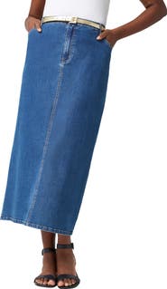 Jessica London True Fit Stretch Denim Midi Skirt