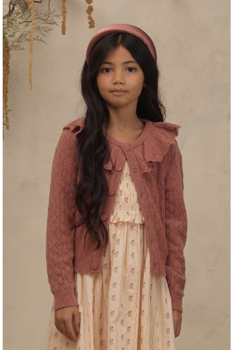 Kids' Ruffle Cardigan, Alternate, color, RASPBERRY