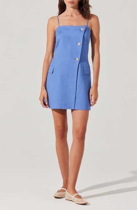 ASTR the Label Azria Asymmetric Button Linen Blend Minidress