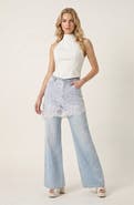 Modenaire Lace Skirt Overlay Wide Leg Pants