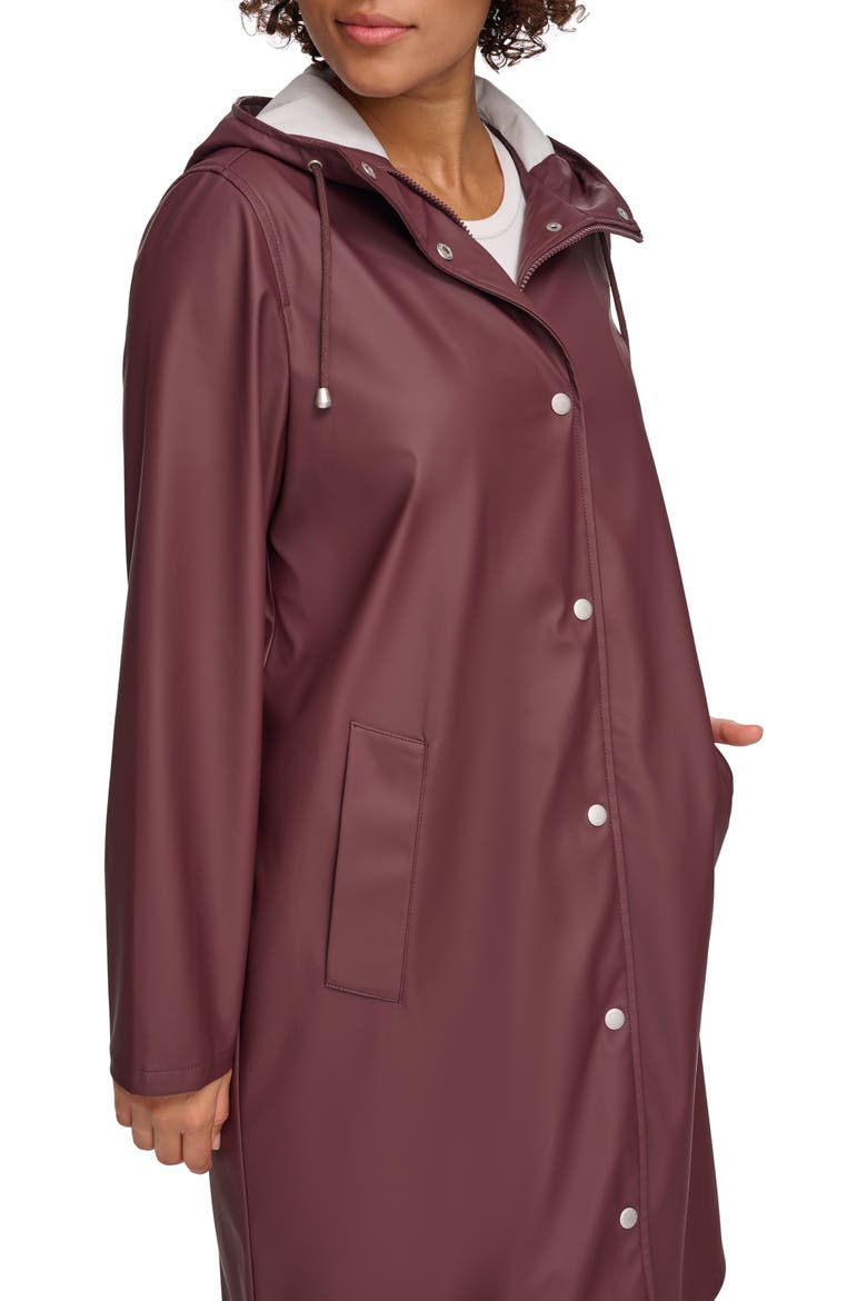 Water Resistant Hooded Long Rain Jacket, Alternate, color, DECADENT CHOCOLATE