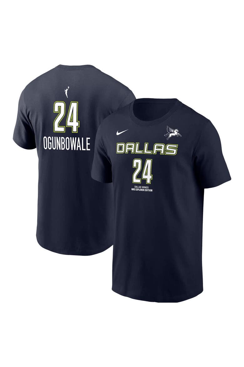 Men's Nike Arike Ogunbowale Navy Dallas Wings Explorer Edition Name & Number T-Shirt, Main, color, Navy