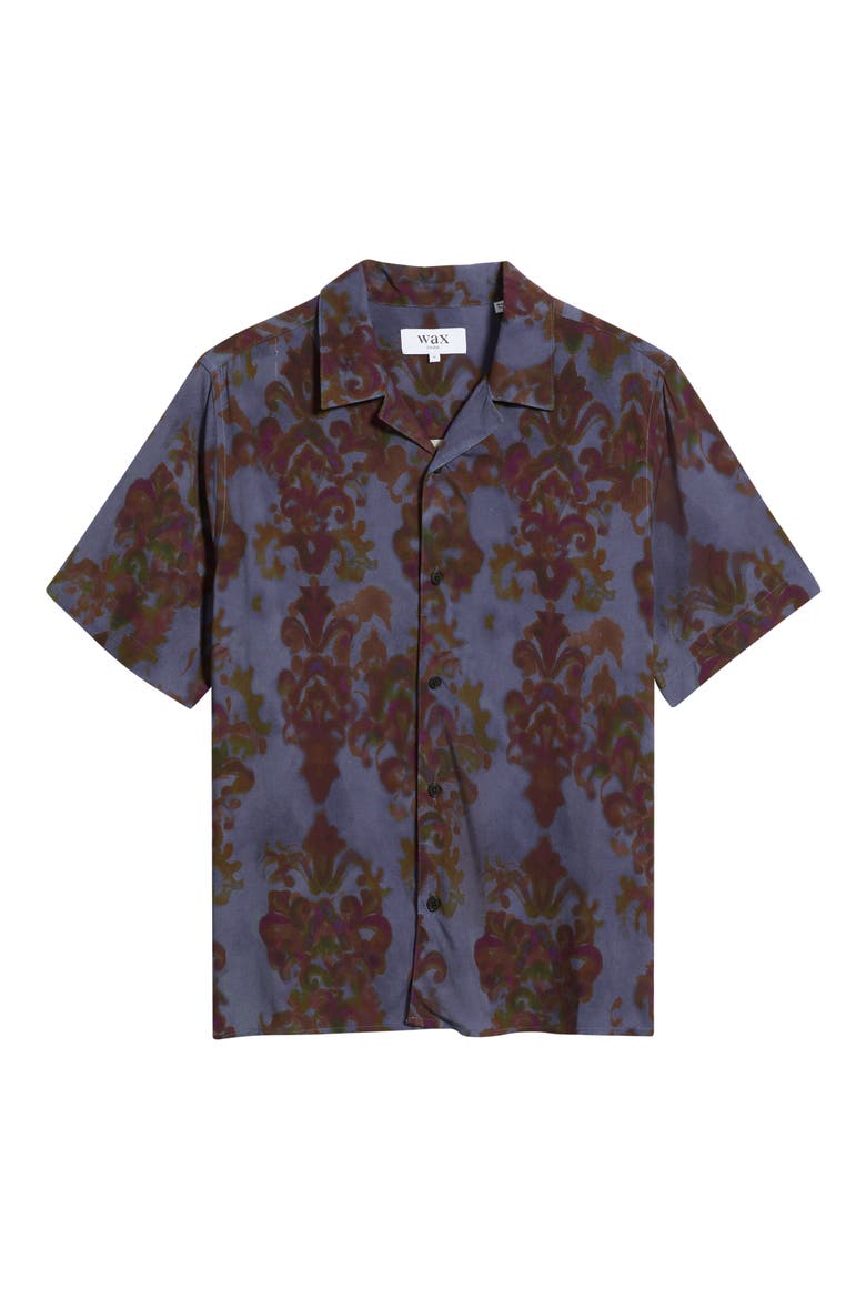 Didcot Ornate Blur Camp Shirt, Main, color, BLUE / BROWN