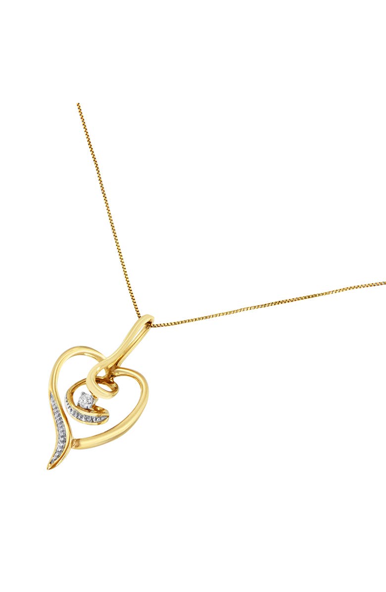 Haus of Brilliance 10K Yellow Gold .03 Cttw Diamond-Accented Diamond Swirl Open Heart Pendant Necklace, Alternate, color, Yellow