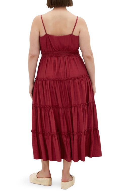Shop City Chic Aiza Tiered Tie Front Sleeveless Maxi Dress In Shiraz