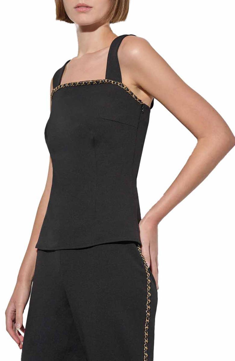 Ming Wang Chain Trim Crepe Top, Alternate, color, 